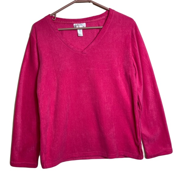 Pink Long Sleeve Top Size Medium V Cut Neck - Picture 1 of 4